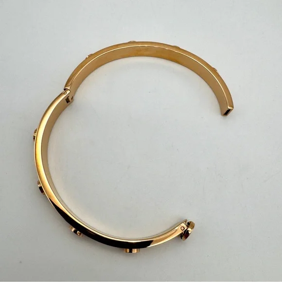 TORY BURCH Rose Gold Logo Studded Hinged Bracelet - Picture 6 of 6